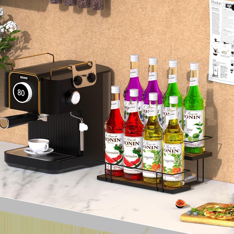 Alyoen Coffee Syrup Rack Organizer, 8 Bottles Syrup Holder Stand for Coffee Bar, Small Coffee Bar Organizer Shelf, Coffee Station Organizer for Countertop Wine, Liquor - Image 3
